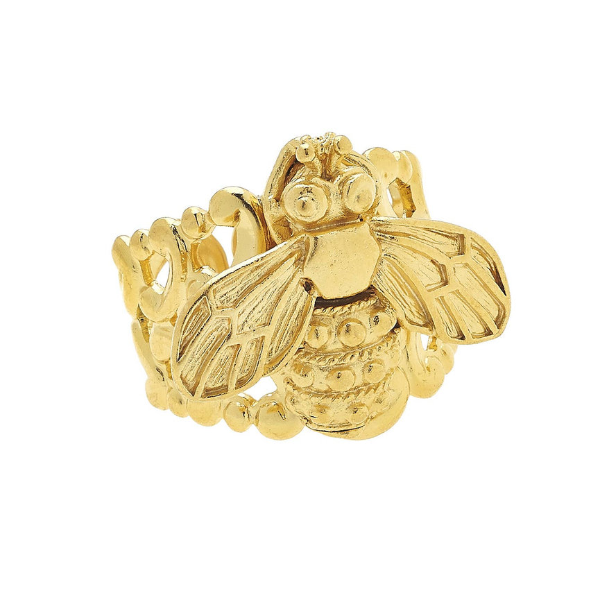 Handcast Gold Bee Adjustable Ring