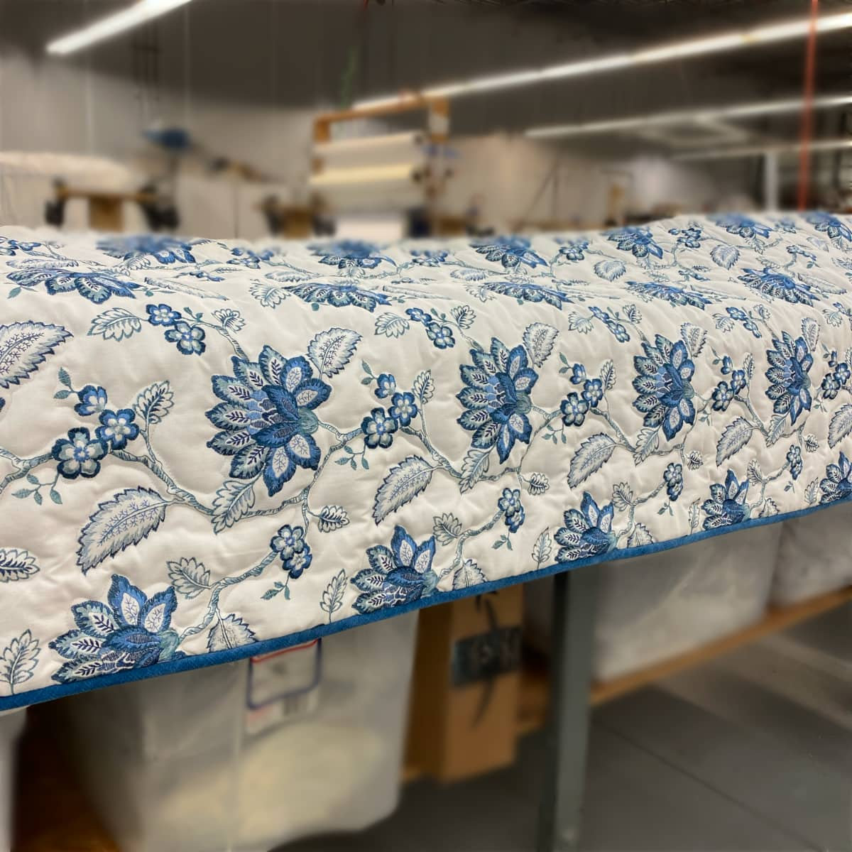 Hand guided quilting Stevenson Vestal Drapery Workroom Beautiful