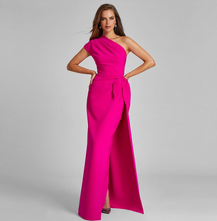one shoulder gown