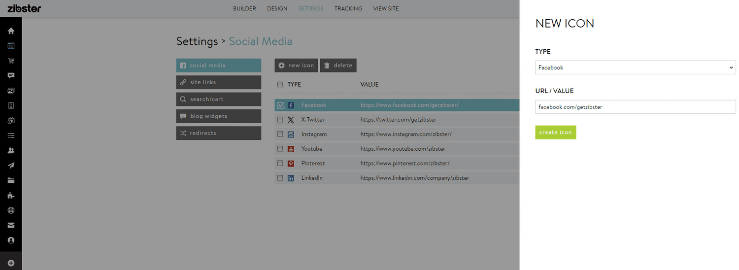 How To Add Social Media Icons - Zibster Knowledge Base
