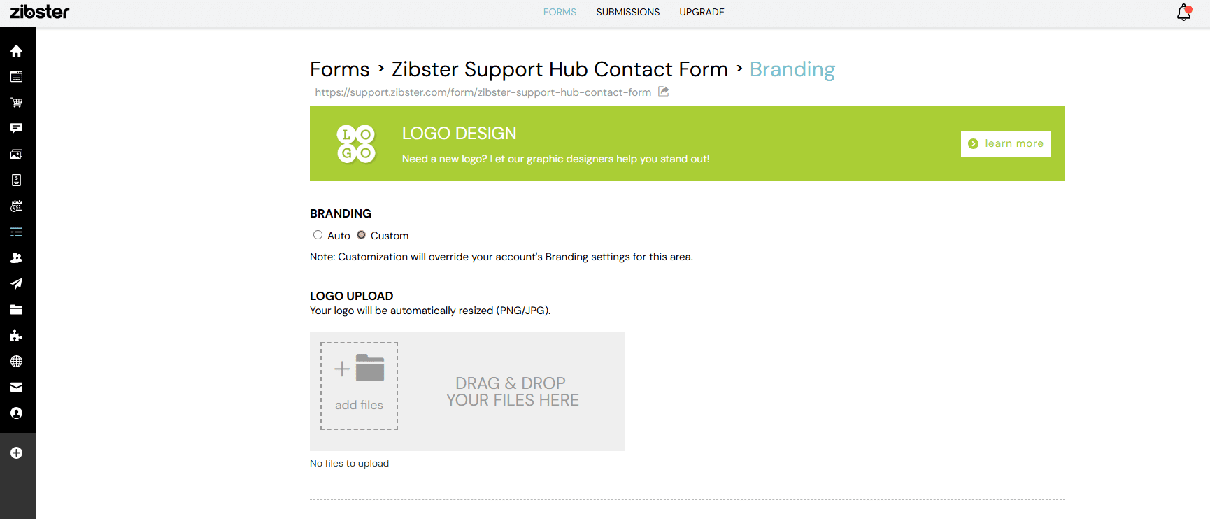 How do I add a custom header to a form? - Zibster Knowledge Base