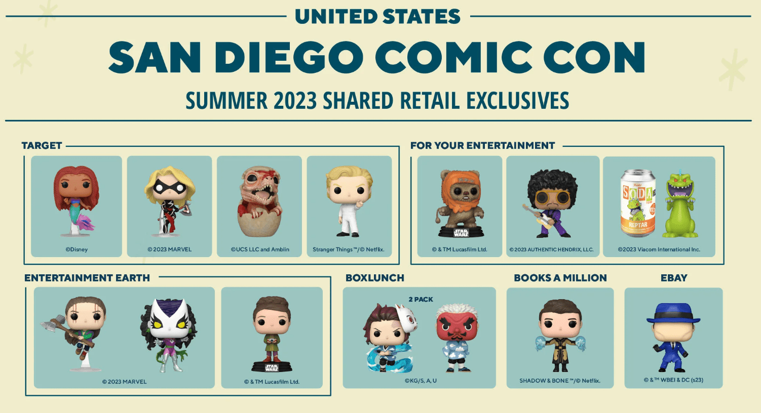 Complete List of SDCC 2023 Funko Exclusives